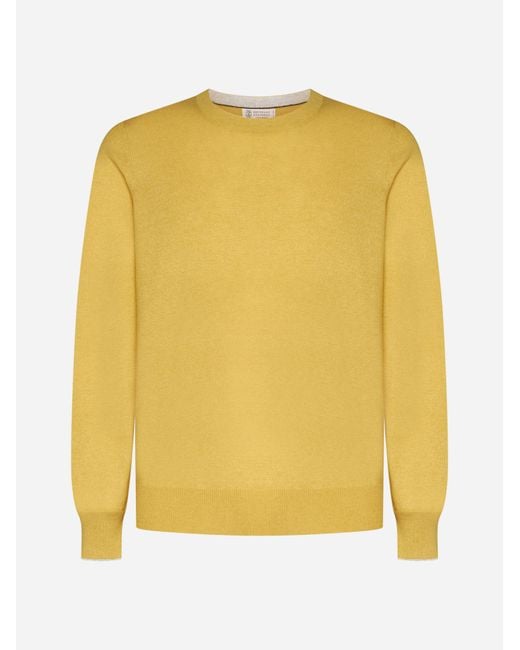 Brunello Cucinelli Yellow Cashmere Sweater for men