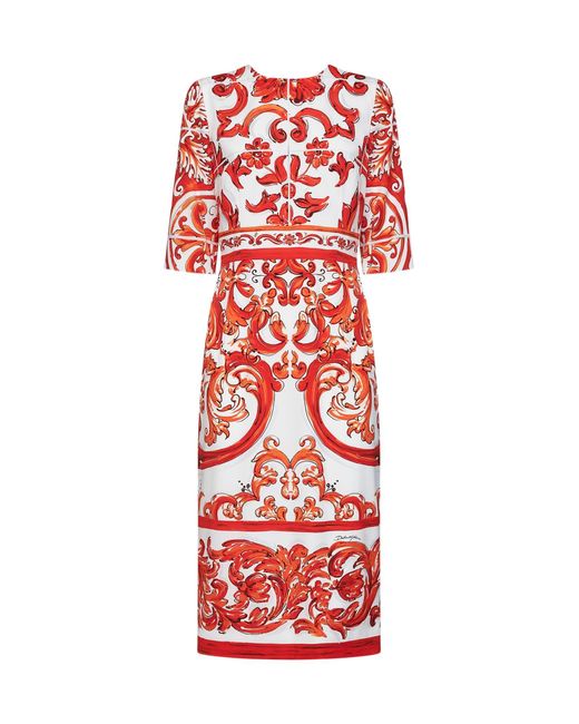 Dolce & Gabbana Red Midi Dress