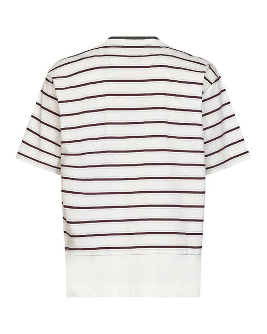 Bottega Veneta White Striped Cotton Layered T-Shirt for men