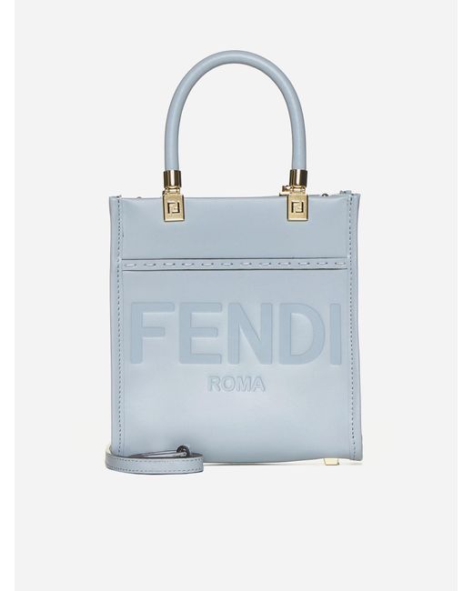 Fendi Blue Sunshine Leather Mini Tote Bag