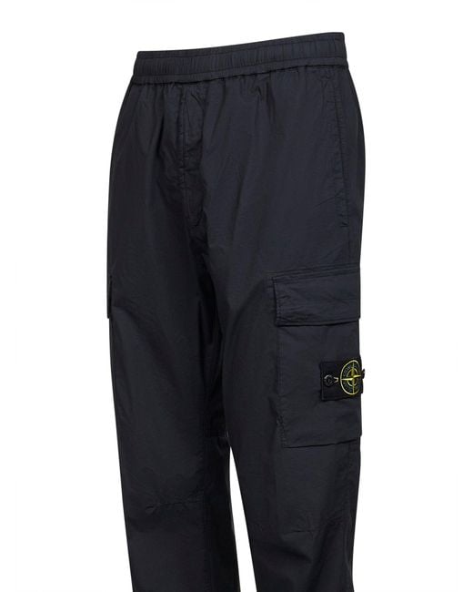 Stone Island Blue "Parachute" Canvas Cargo Trousers for men