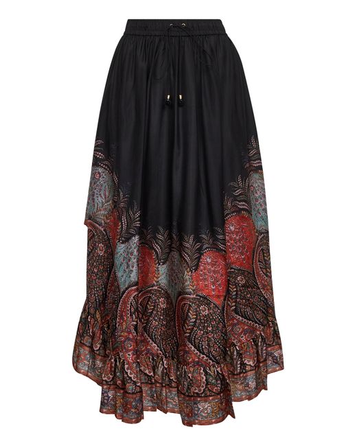 Zimmermann Multicolor Paisley Habotai Silk Rhiannon Maxi Skirt