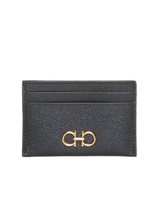 Ferragamo Gray Gancini Leather Card Holder
