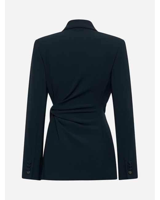 Max Mara Blue Green Cady Comma Wrap Blazer