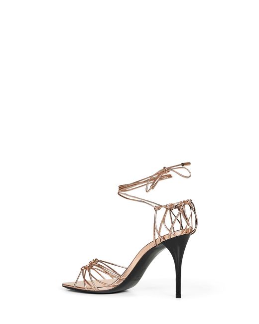 Saint Laurent White Nude Metallic Nappa Leather Babylone Sandals