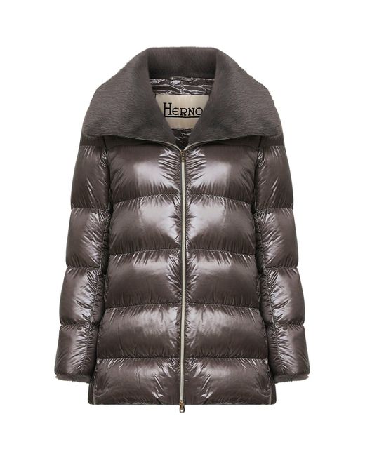 Herno Ultralight Nylon And Lady Alternative Fur A-Shape in Grey | Lyst UK