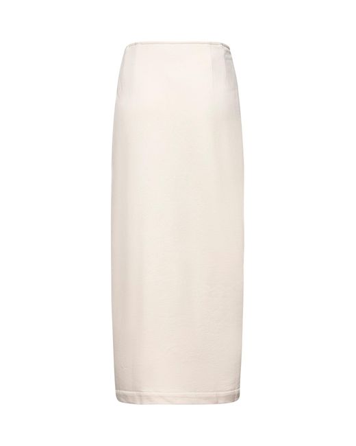 Dries Van Noten Natural Ecru Cotton Draped Midi Skirt