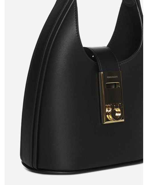 Ferragamo Black Leather Hobo Mini Bag