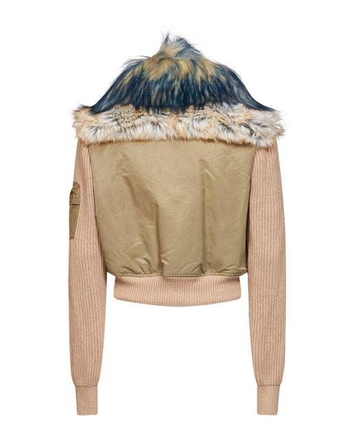 DIESEL Blue Khaki G-Ustav Organic Stretch Cotton And Recycled Nylon Bomber Jacket