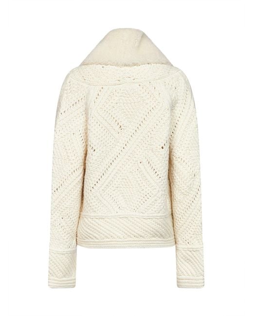 Ermanno Scervino White Ivory Knit Wool Jacket With Suede Inserts