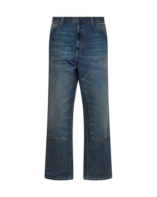 Carhartt Blue Denim Double Knee Jeans for men