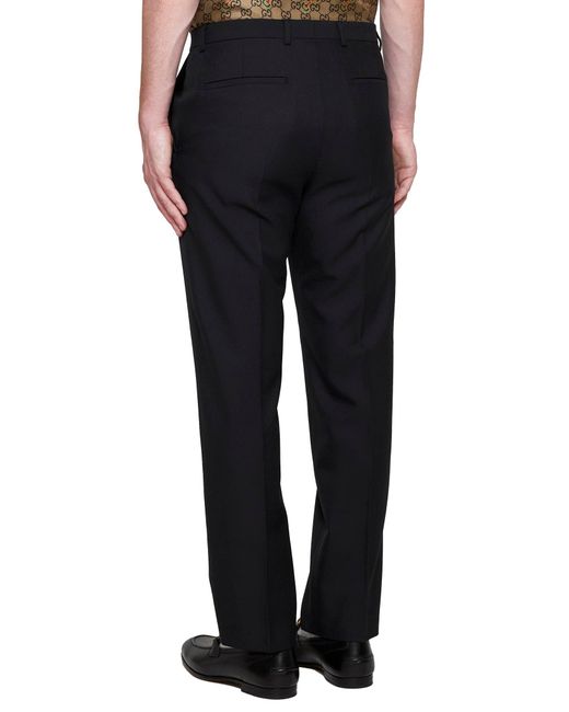 Gucci Blue Wool-Blend Trousers for men