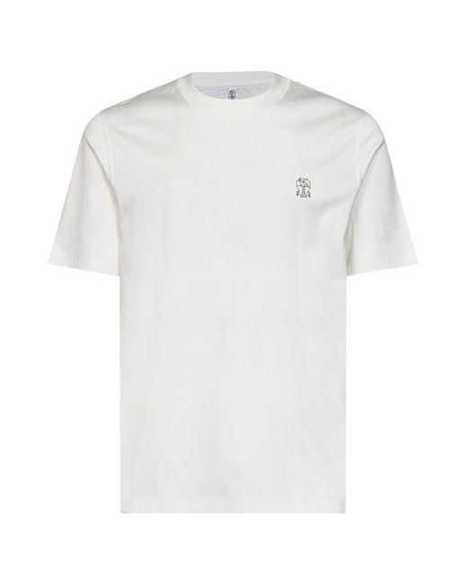 Brunello Cucinelli White Crewneck T-Shirt for men