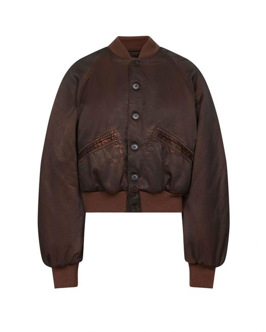MM6 by Maison Margiela Brown Cotton And Viscose Blend Bomber Jacket