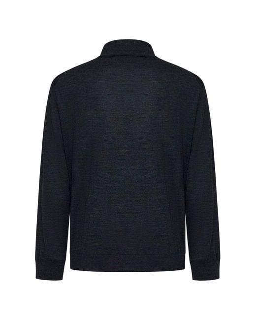 D 40 Blue Virgin Wool Mock Neck Sweater for men