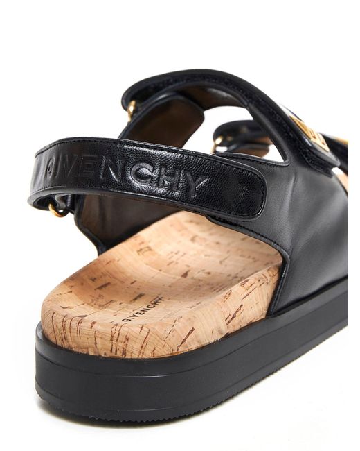 Givenchy Black 4G Leather Flat Sandals