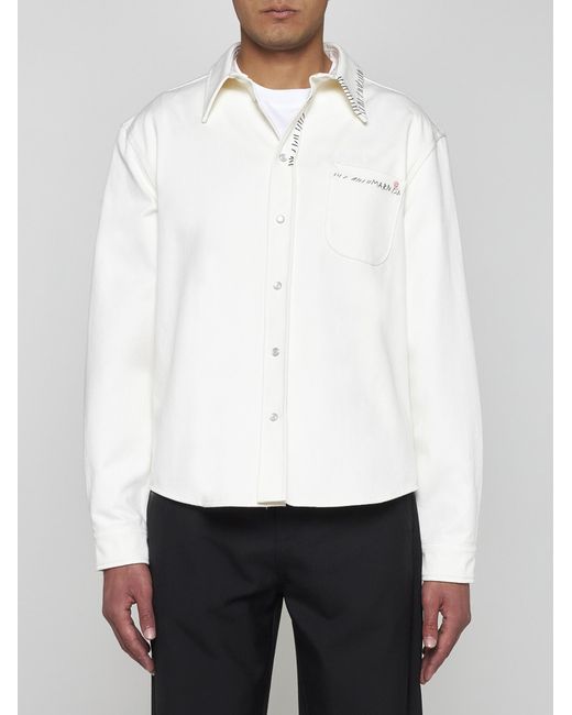 Marni White Logo Cotton Shirt for men