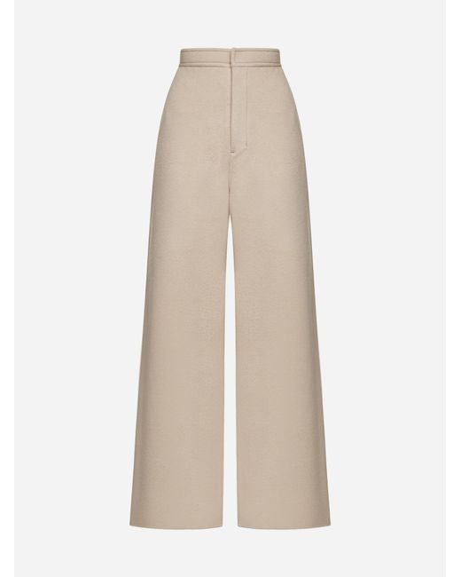 AMI Natural Wide-leg Knit Trousers