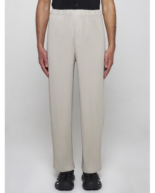 Homme Plissé Issey Miyake Gray Pleated Fabric Trousers for men
