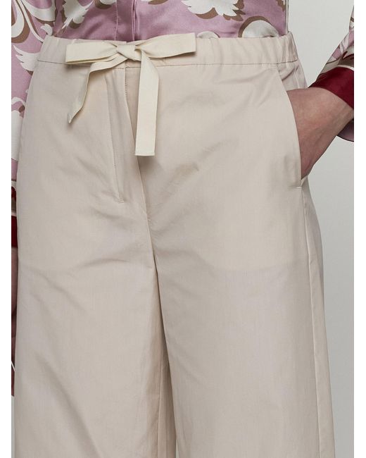 Max Mara White Argento Cotton Trousers