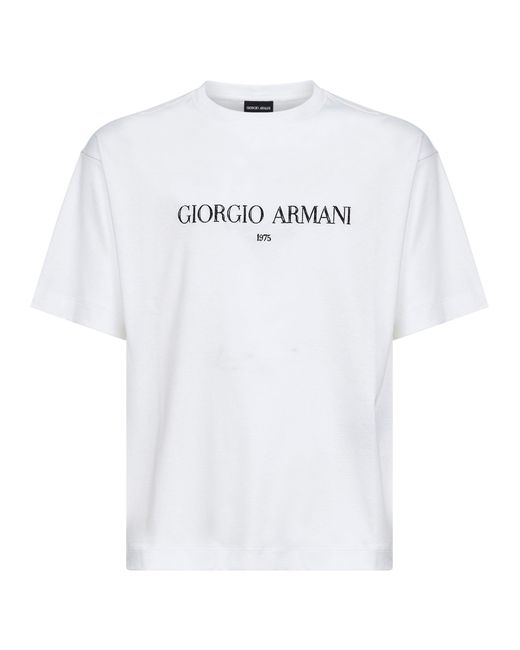 Giorgio Armani White Cotton Interlock Jersey T-Shirt for men