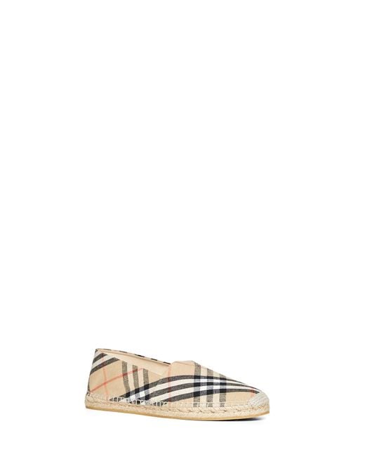 Burberry White Sand Mews Check Espadrilles for men