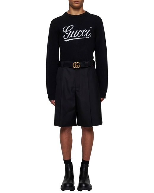 Gucci Blue Wool-Blend Shorts for men