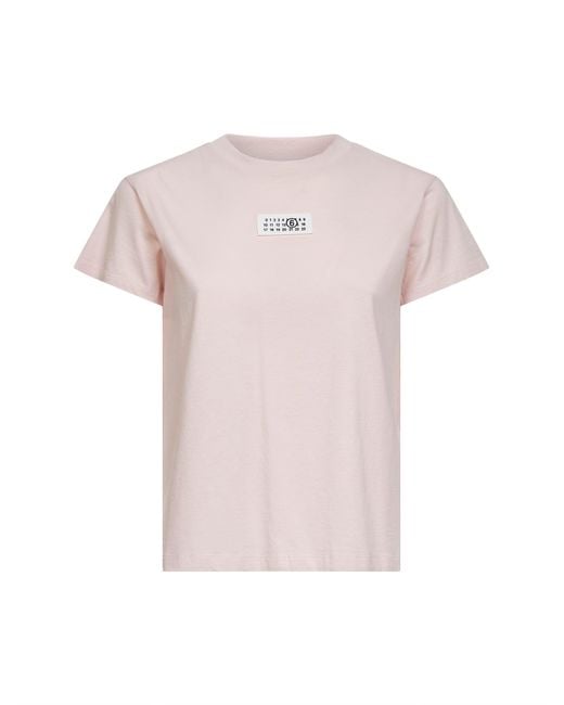 MM6 by Maison Margiela Pink Breathable Cotton Jersey Numeric T-Shirt