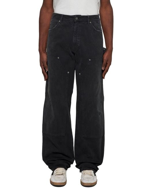 Golden Goose Deluxe Brand Black Denim Jeans With Patches for men
