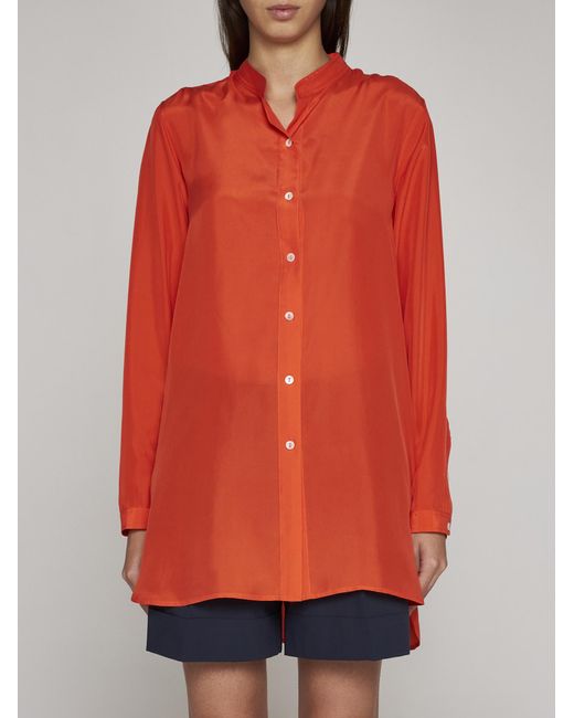 P.A.R.O.S.H. Orange Sunny Silk Habotai Shirt