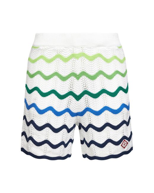 Casablanca Green And Wave Crochet Cotton Shorts for men