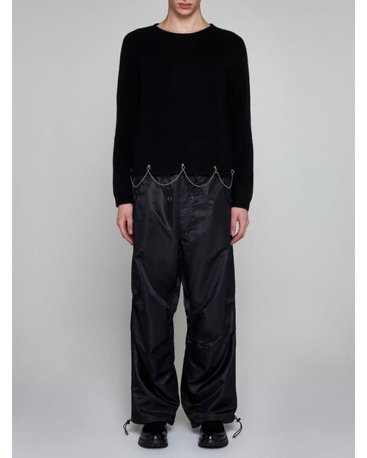 Random Identities Black Chain-detail Wool-blend Sweater for men