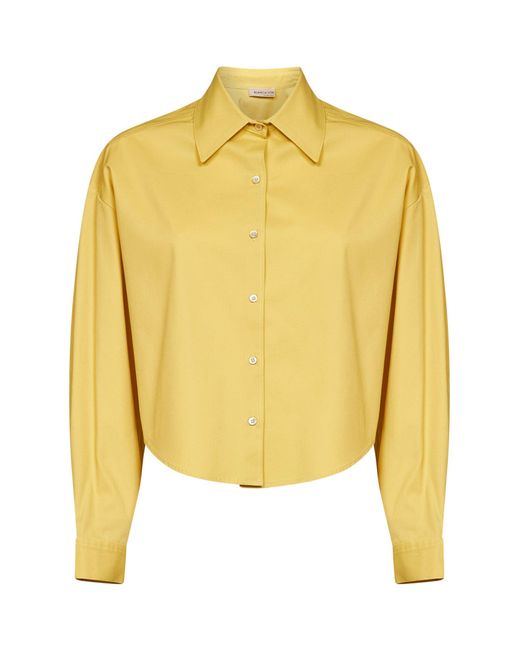 Blanca Vita Yellow Oil Stretch Poplin Celta Cropped Shirt