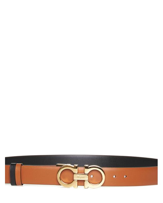 Ferragamo White Reversible Leather Gancini Belt