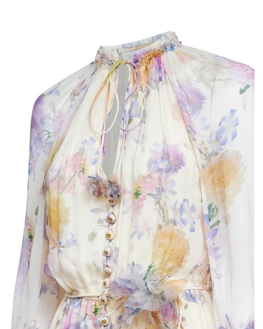 Zimmermann White Cream Dahlia-Print Viscose Luna Playsuit