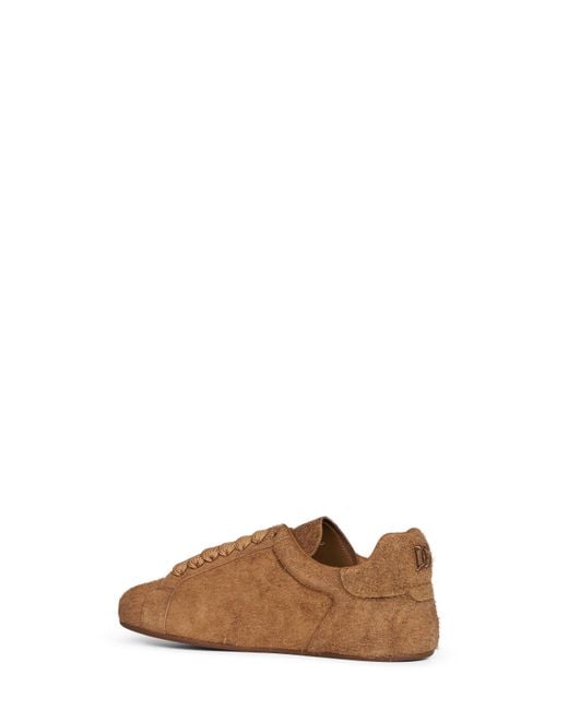 Dolce & Gabbana Brown Light Suede Split Leather Portofino Soft Sneakers for men