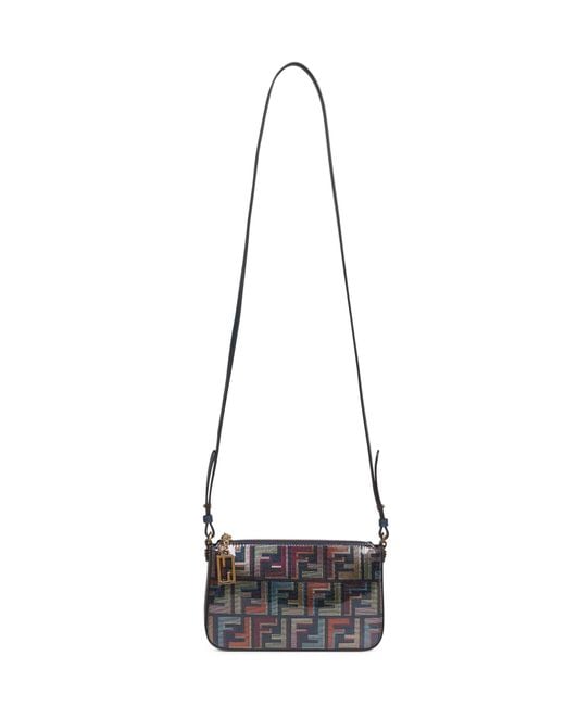 Fendi White Baguette Pouch Bag With Chain