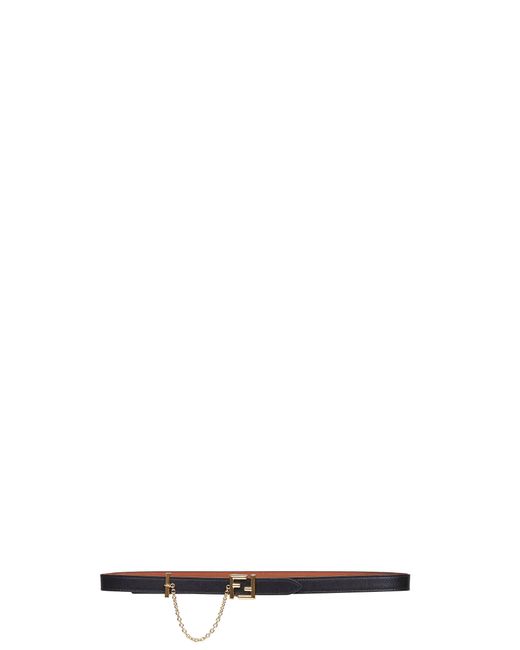Fendi White Two-Tone Leather Reversible Ff Belt