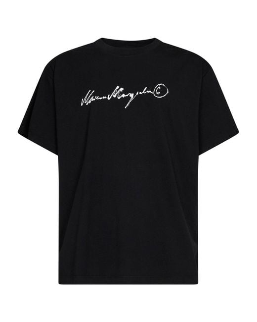 MM6 by Maison Margiela Black Overdyed Jersey Printed T-Shirt<Br for men