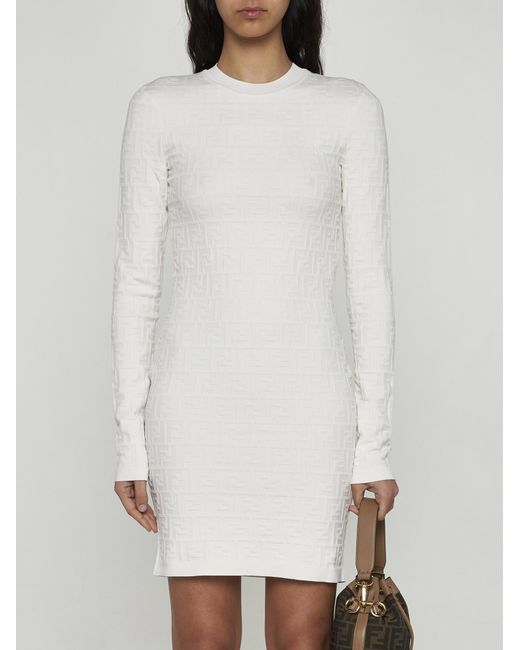 Fendi White Ff Mini Dress