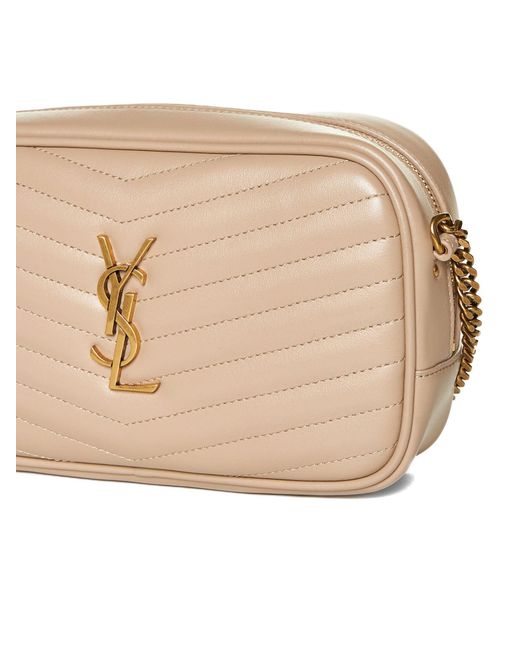 Saint Laurent Natural Ysl Logo Leather Camera Mini Bag