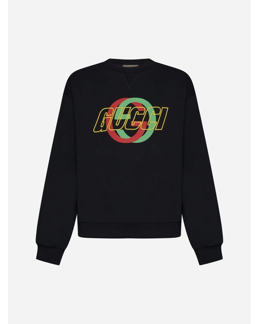 Gucci Black Logo Cotton Sweatshirt for men