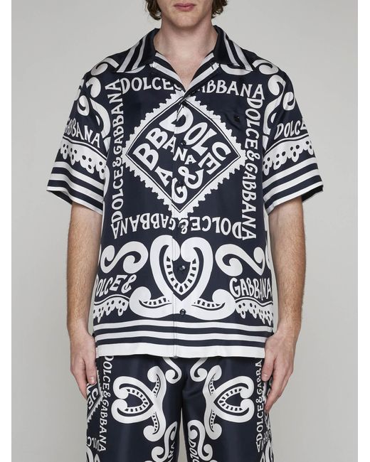 Dolce & Gabbana Black Marina Print Shirt for men