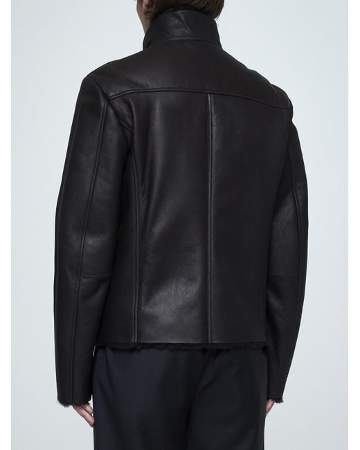Giorgio Armani Leather And Shearling Jacket in Black for Men | Lyst