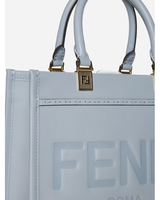 Fendi Blue Sunshine Leather Small Tote Bag