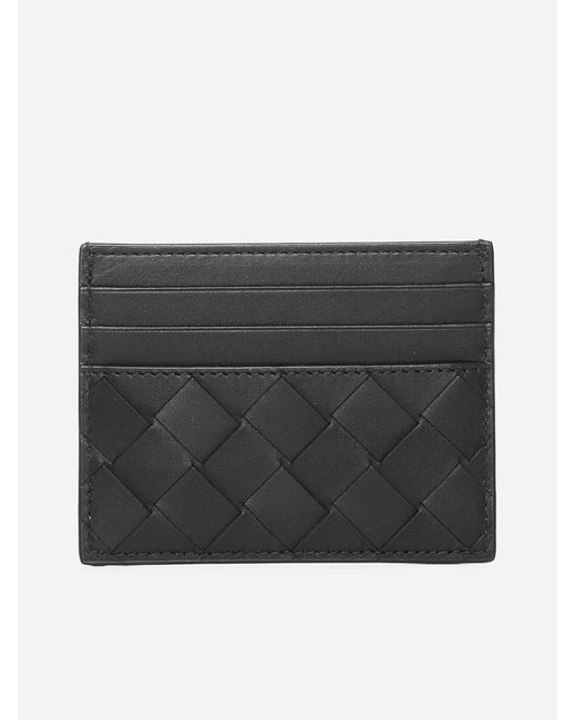Bottega Veneta Black Intrecciato Leather Card Holder for men