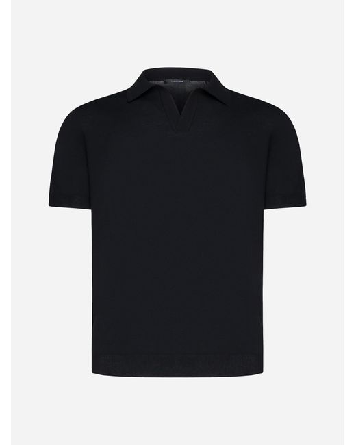 Tagliatore Black Cotton Polo Shirt for men