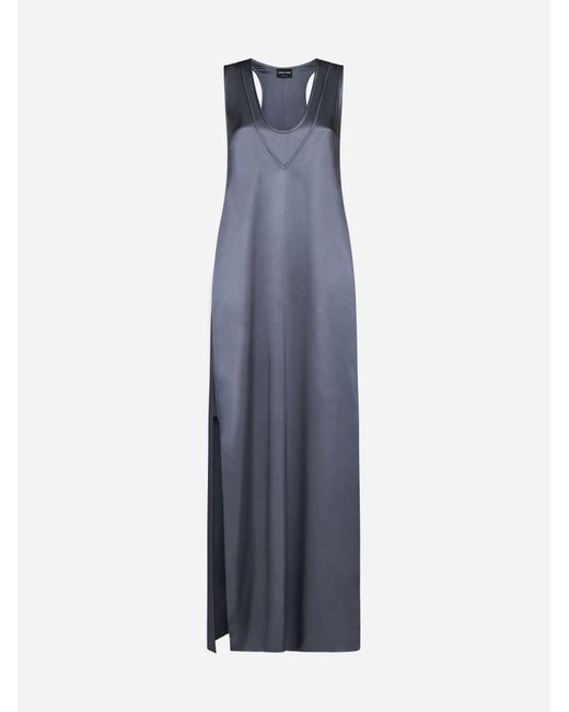 Giorgio Armani Blue Silk Long Dress