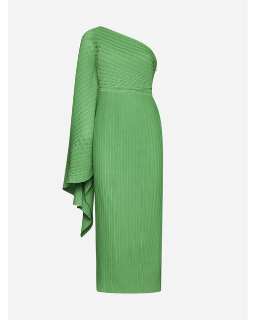 Solace London Green Lenna Pleated Crepe Midi Dress