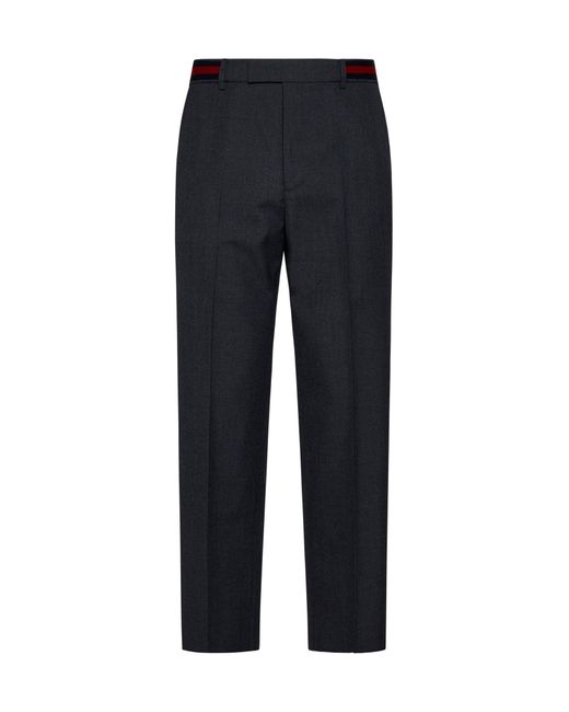 Gucci Blue Wool-Blend Trousers for men